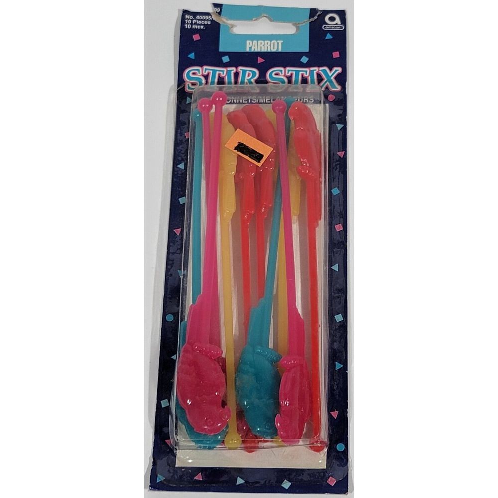 Vintage Stir Stix Parrots - 10 Pieces- Batonets/ Melangeurs -Amscan